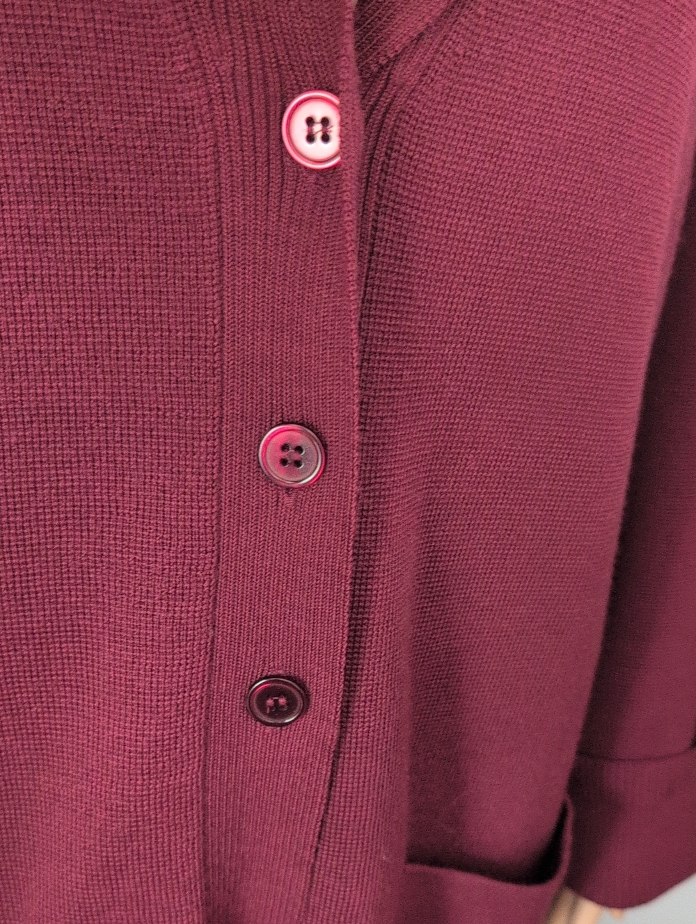 Cotton Ginny Plus Burgundy Knit Long Duster Cardigan Coat Lagenlook 1X - Picture 5 of 14